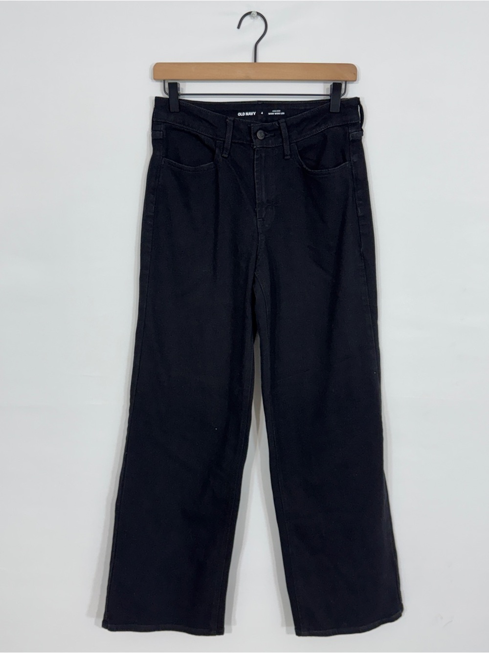 WJ89 {Old Navy} "High Rise Wow Wide Leg" Black Baggy Loose Denim Jeans